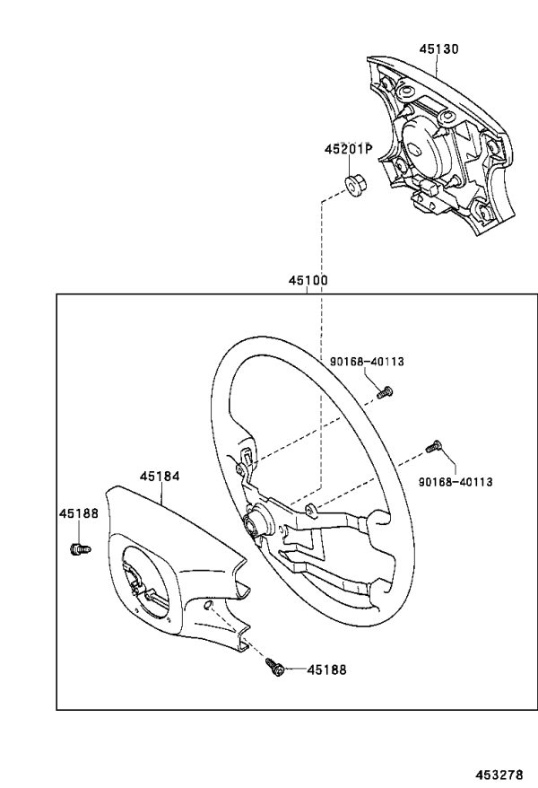 Steering Wheel Lower Cover 45184-02070-E1 for Toyota Vios
