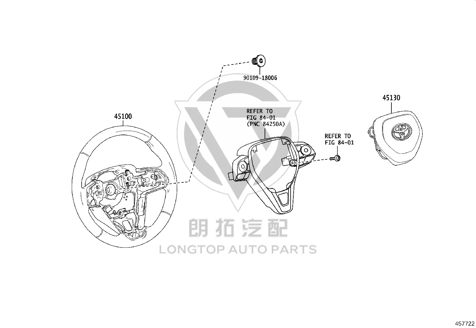 Driver airbag 45130-0R080 for Toyota Wildlander