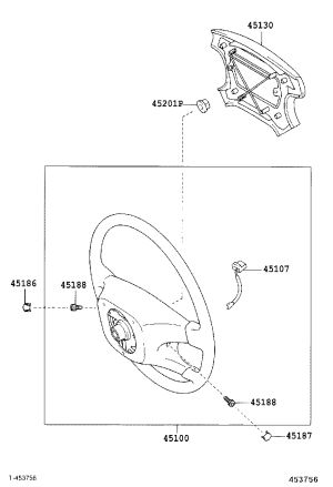 Steering wheel trim cover (lower right) 45186-33050 for Toyota Camry