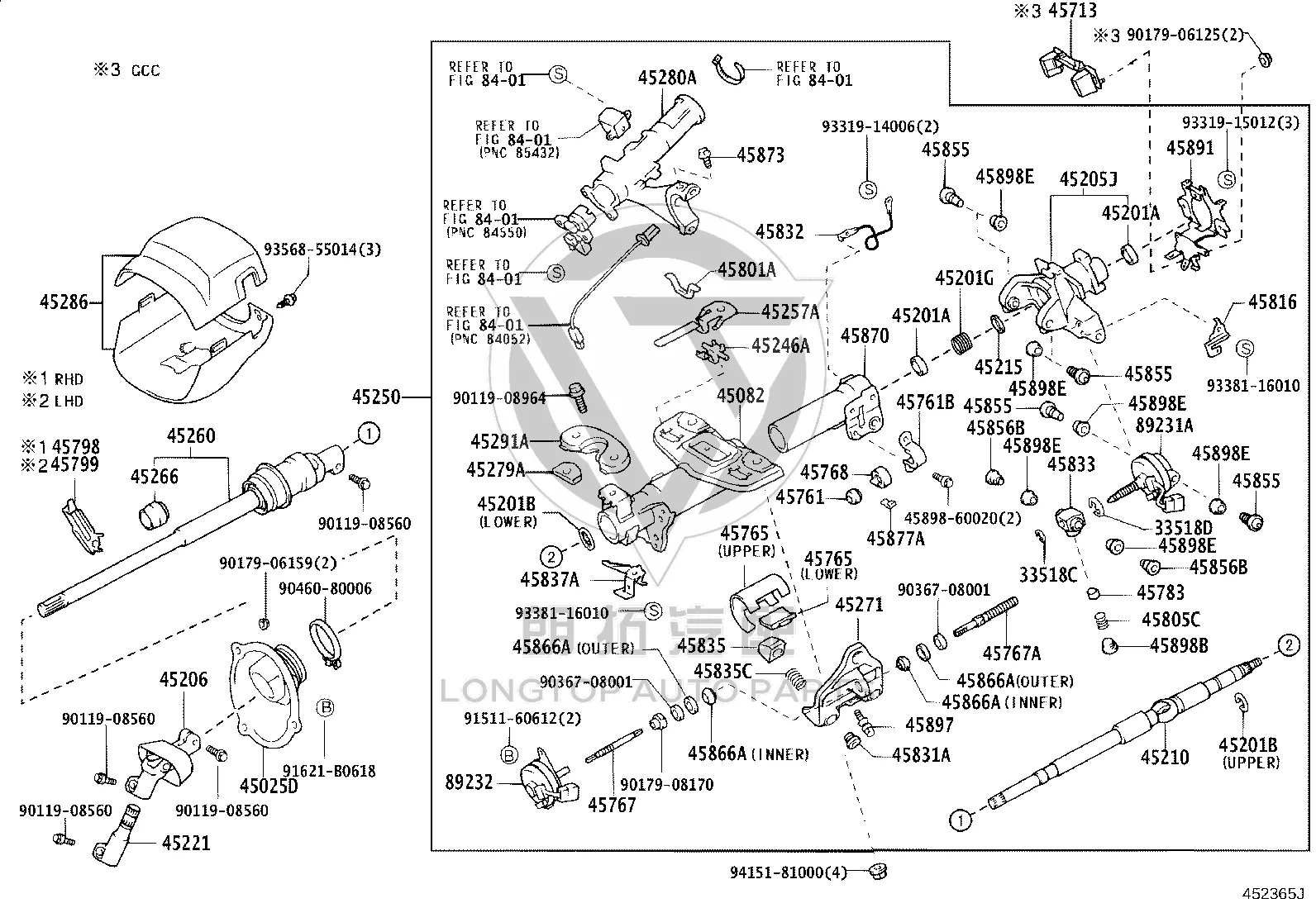 Steering Column 45250-50210 for Toyota Celsior