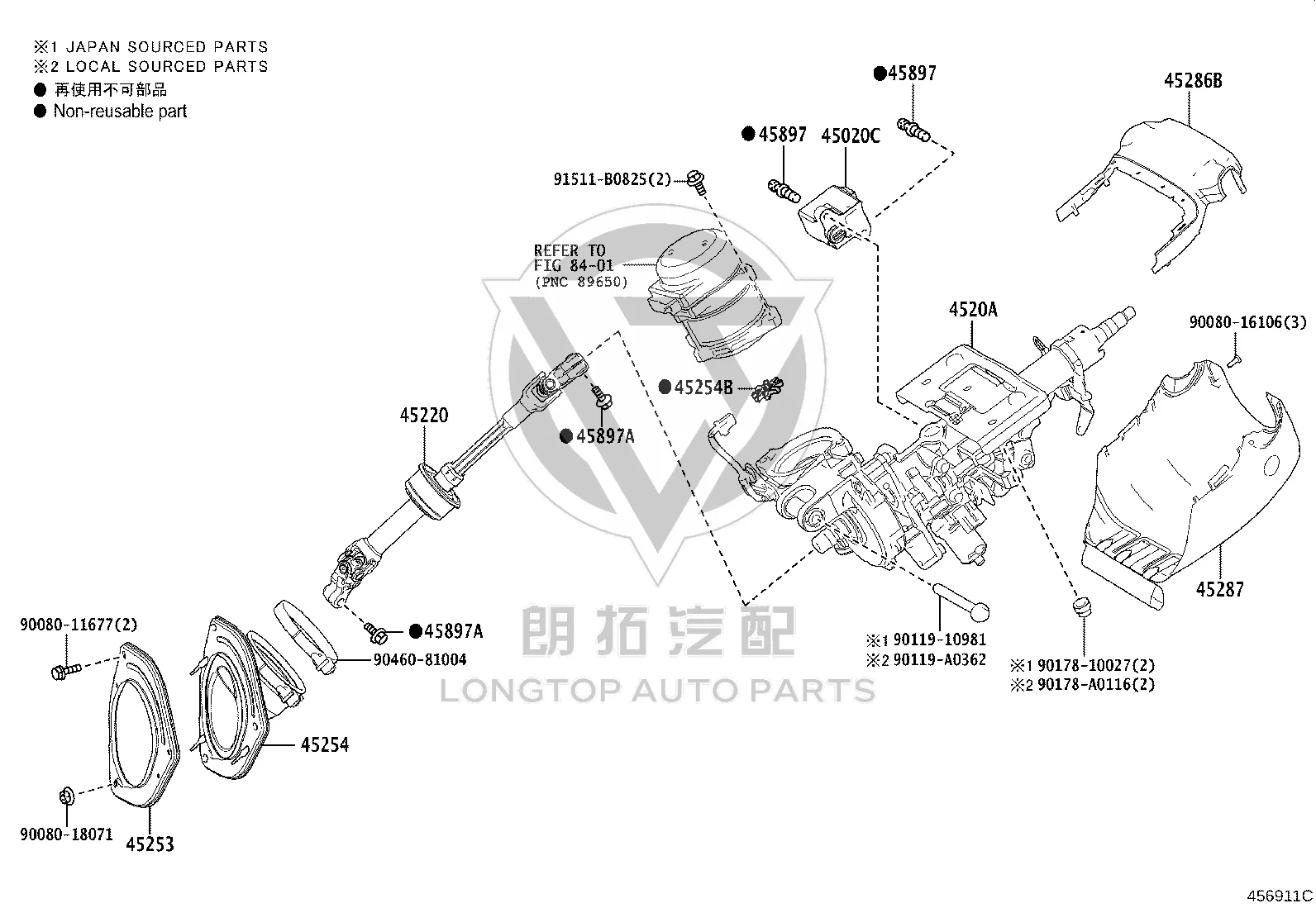 Steering Column Assembly 4520A-48080 for Lexus RX Series