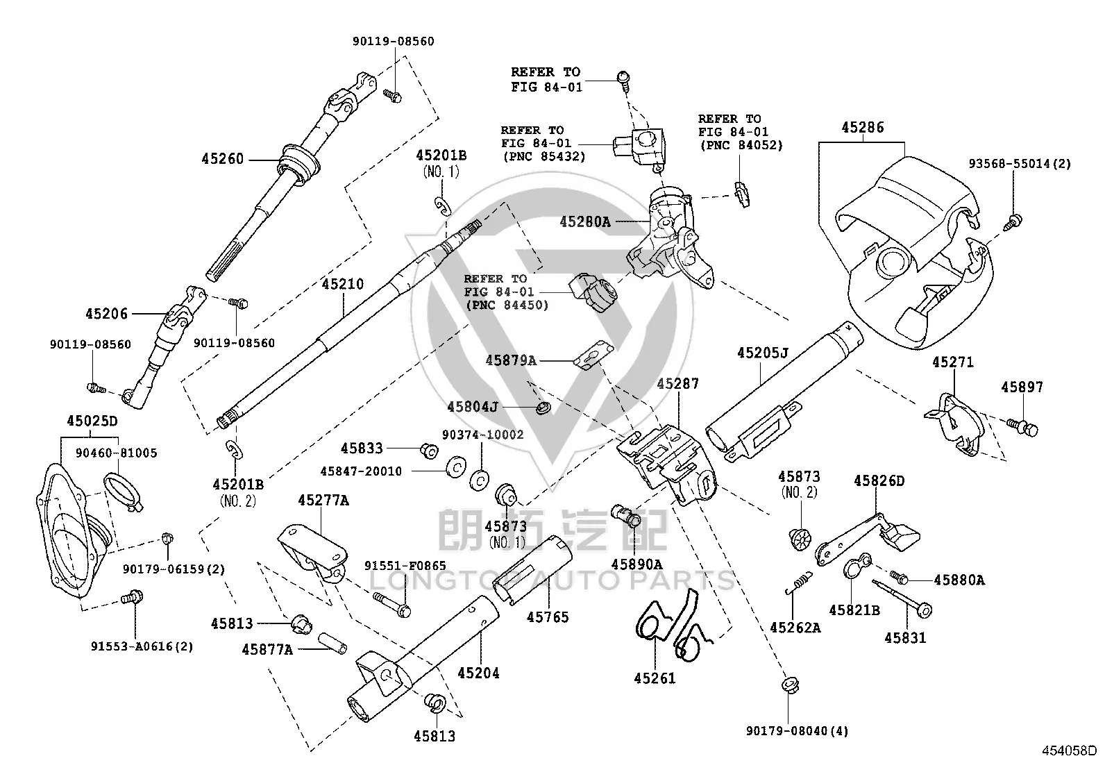 Steering Shaft 45210-22280 for Toyota Mark X