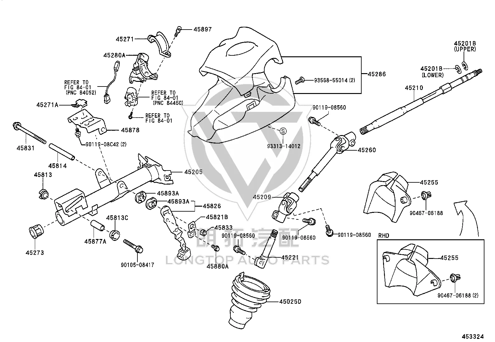 No. 1 tilt adjustable steering bracket reinforcement 45821-52010 for Toyota CELICA
