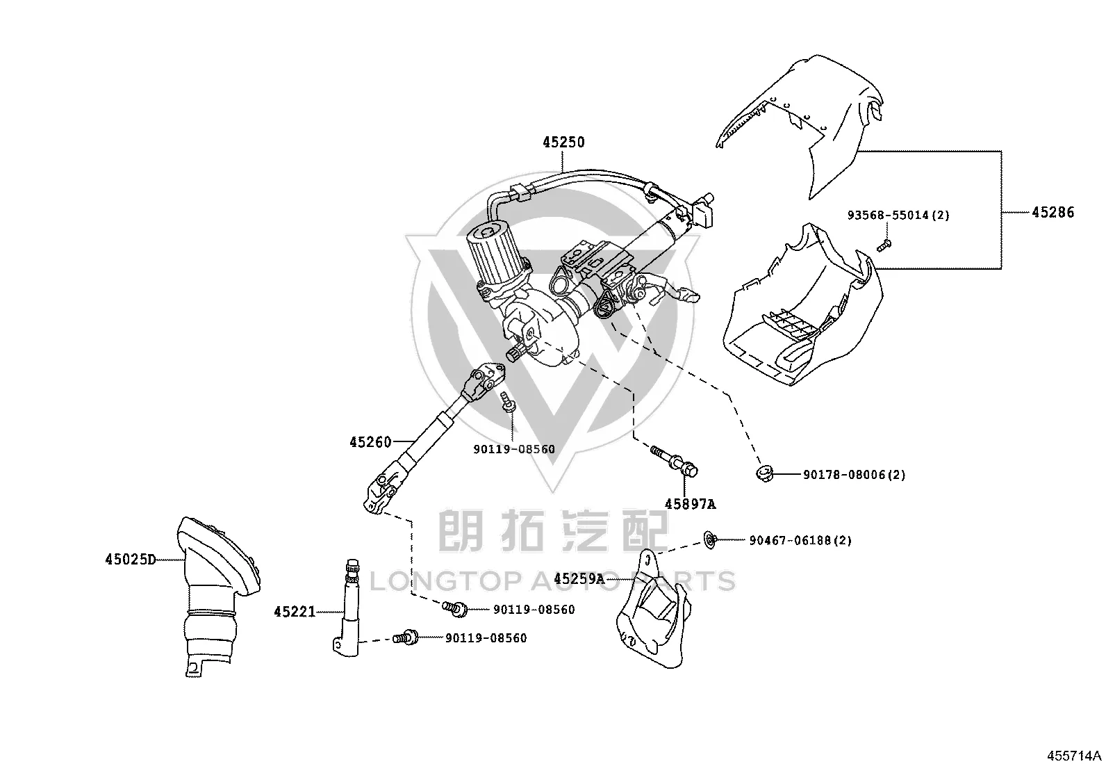 Steering Intermediate Shaft 45221-12330 for Toyota RUKUS