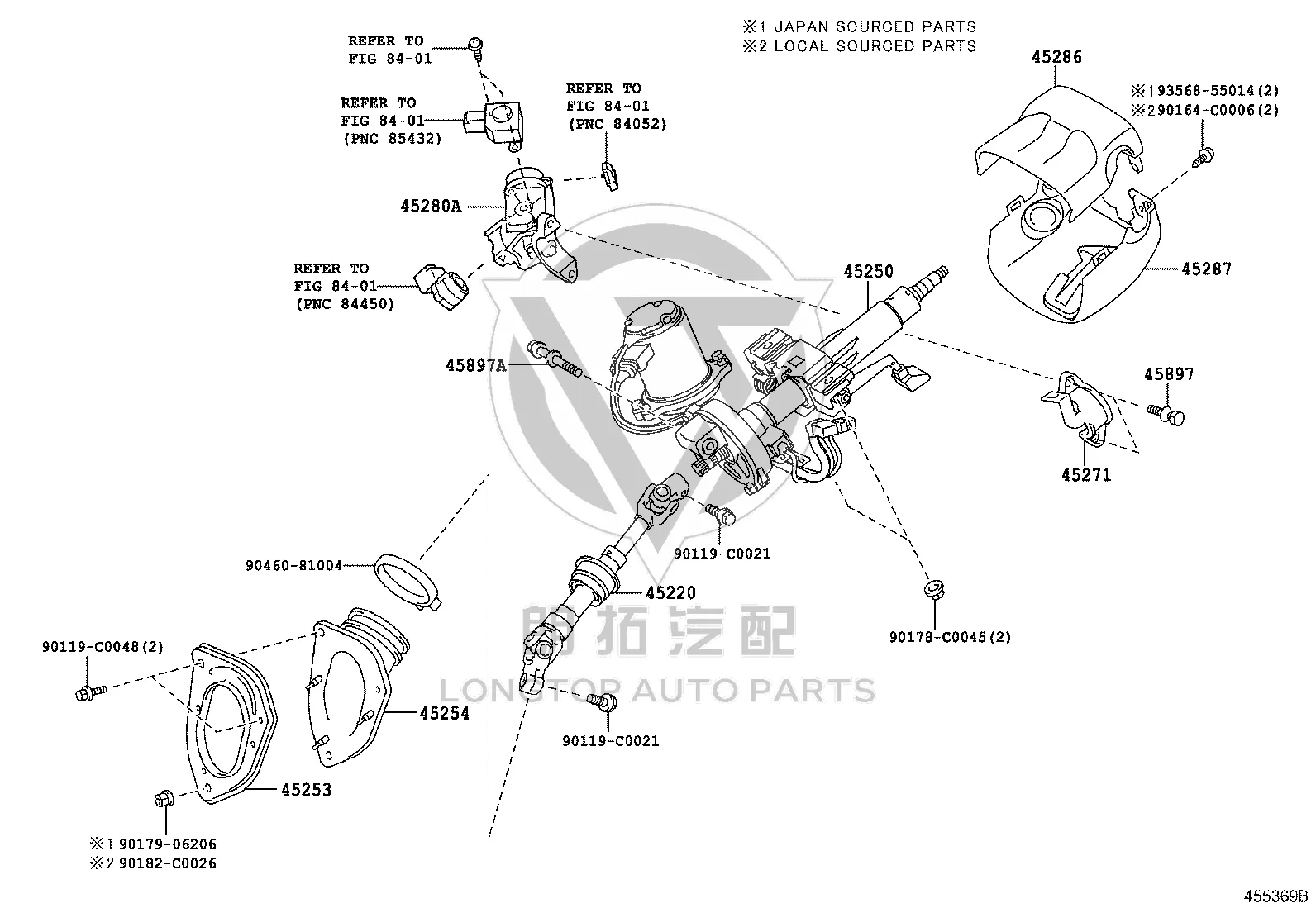 Steering Column Sheath 45254-48050 for Toyota Highlander