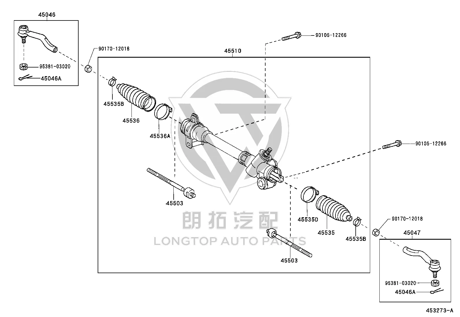 Steering gear 45510-52051 for Toyota Vios