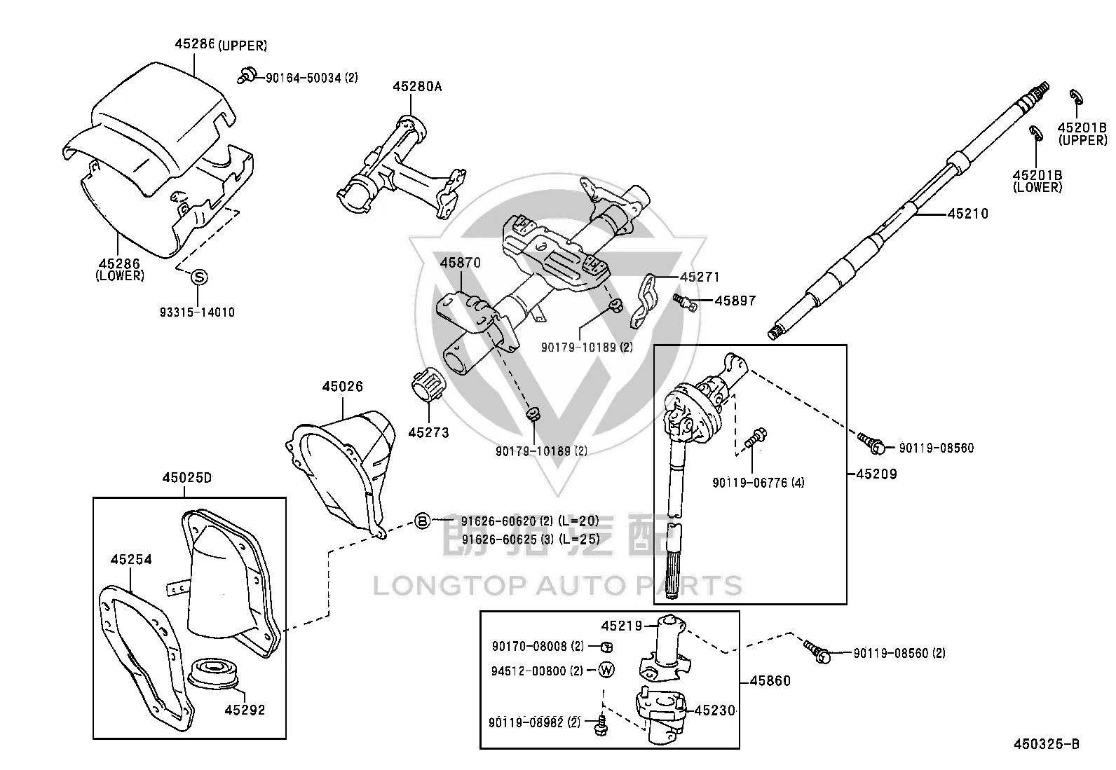 Steering Column Tube Assembly 45870-35340 for Toyota 4Runner