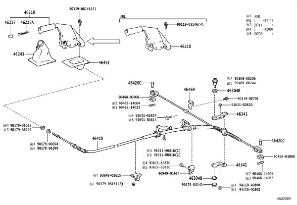 Parking Brake Cable 46410-60570 for Toyota Land Cruiser