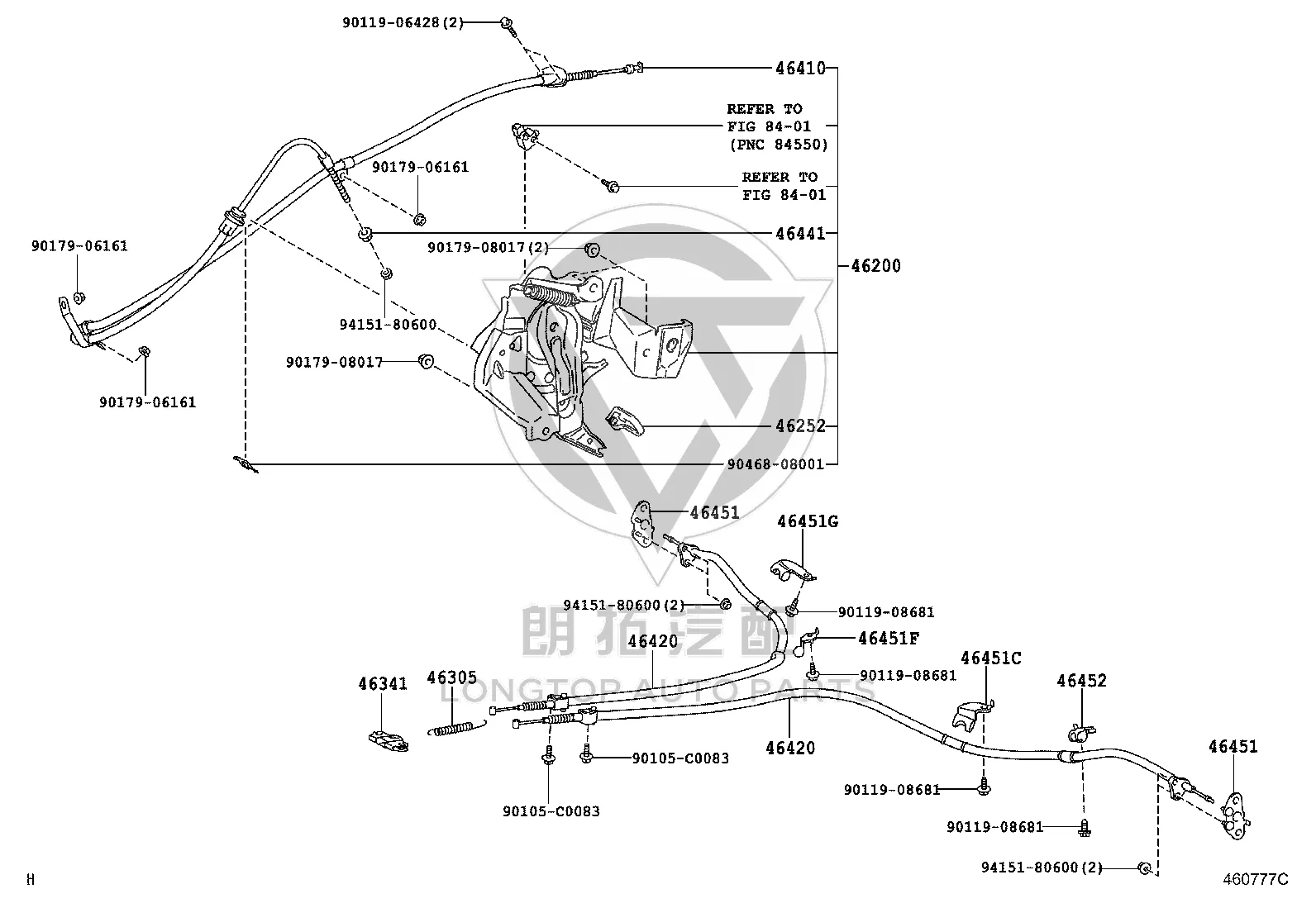 Parking Brake Cable 46420-22391 for Toyota Reiz