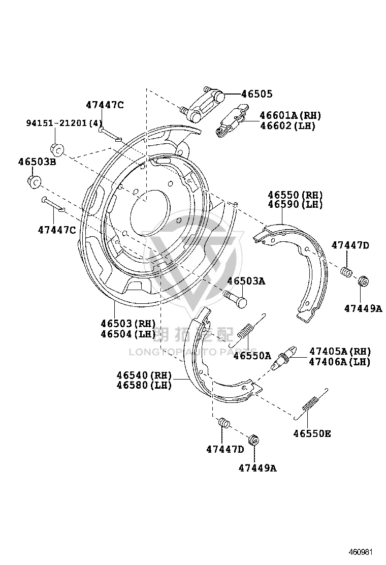Parking Brake Shoe Right Rear 46530-60020 for Toyota Land Cruiser