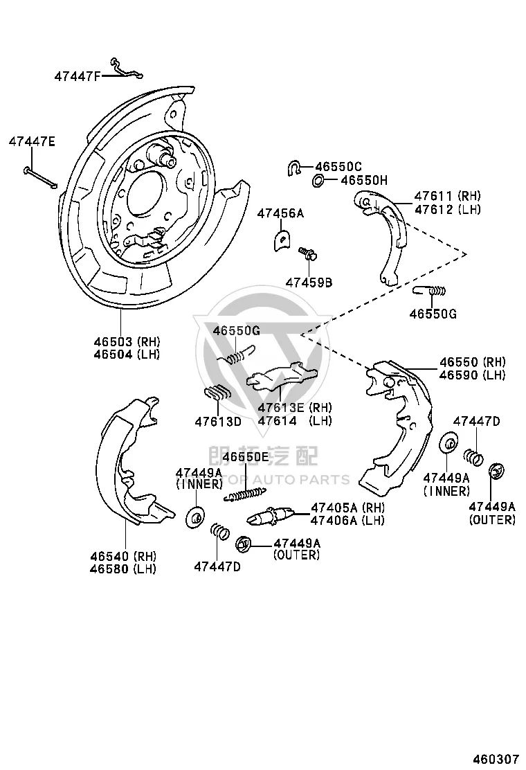 Parking Brake Pad Rear Right 46550-33020 for Toyota CORONA
