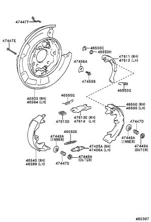 Parking Brake Pad Rear Right 46550-33020 for Toyota CORONA