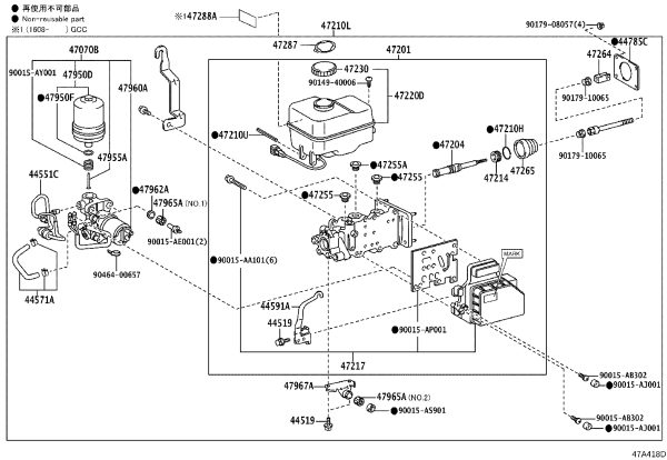 Master Brake Cylinder with Booster 47050-60600 for Toyota Land Cruiser Prado