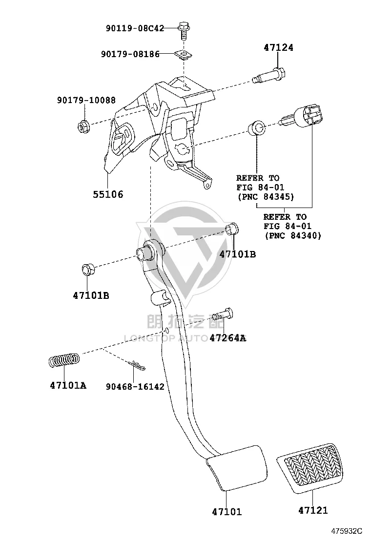 Brake Pedal 47101-02290 for Toyota Corolla
