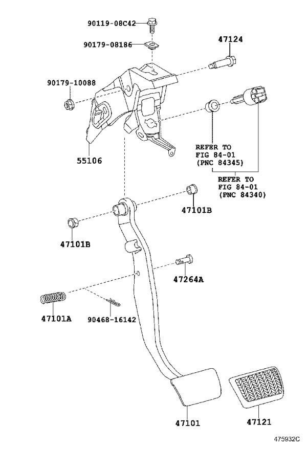 Brake Pedal 47101-02290 for Toyota Corolla