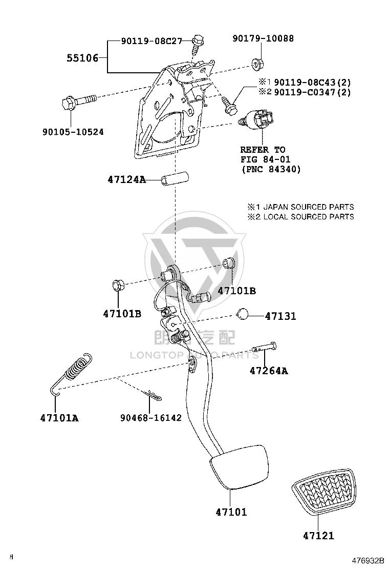 Brake Pedal Pad 47106-48060 for Toyota Highlander