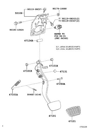 Brake Pedal Pad 47106-48060 for Toyota Highlander