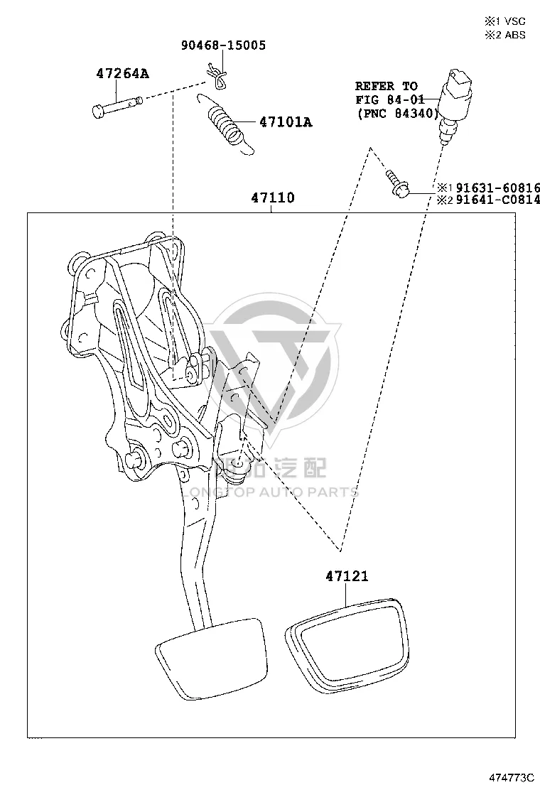 Brake Pedal 47110-0P021 for Toyota Reiz