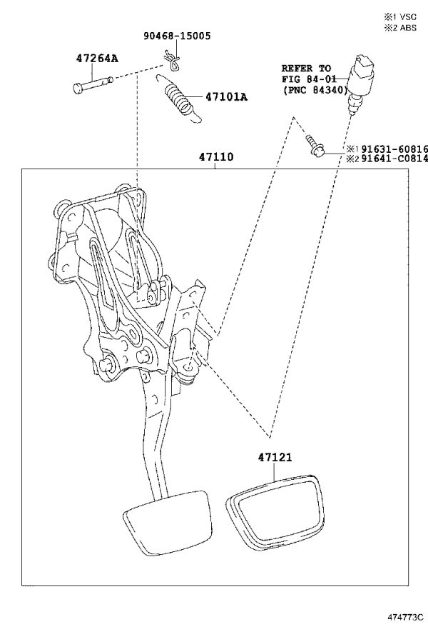 Brake Pedal 47110-0P021 for Toyota Reiz
