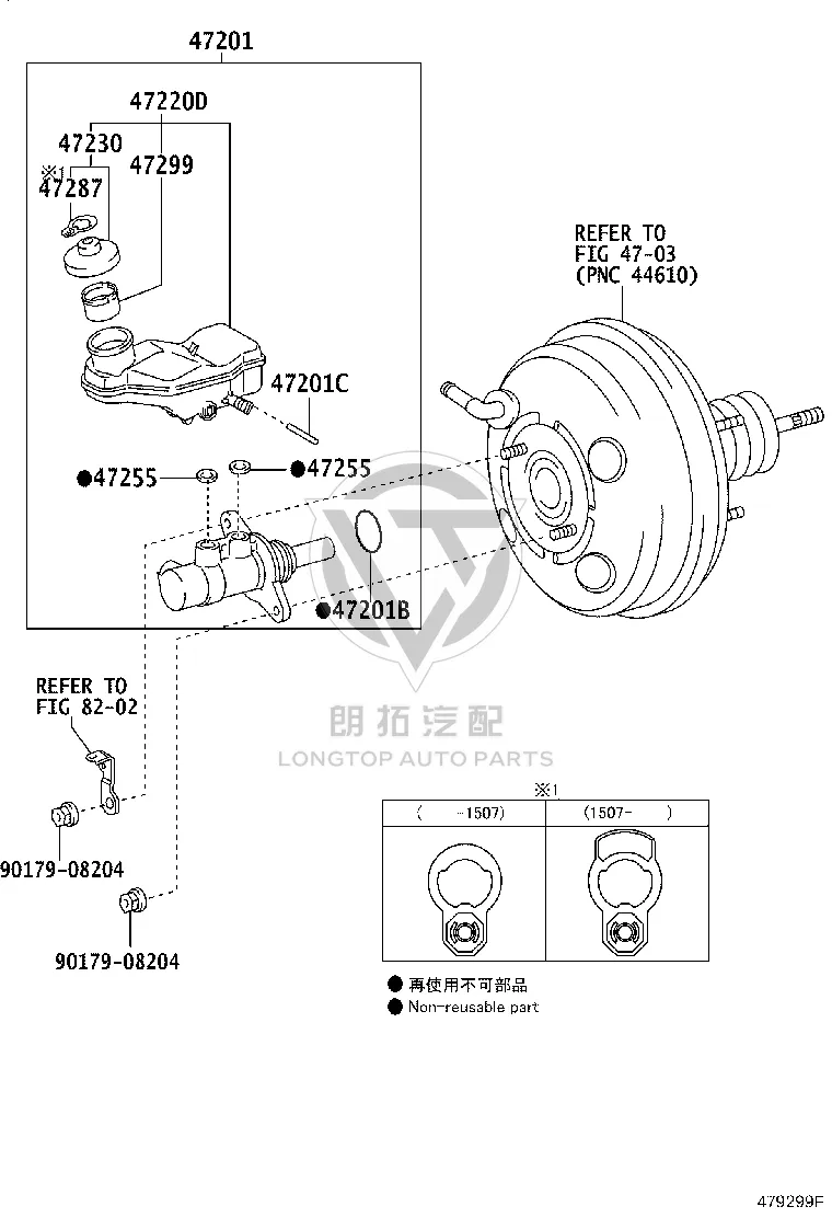 Master brake cylinder 47201-02840 for Toyota Corolla