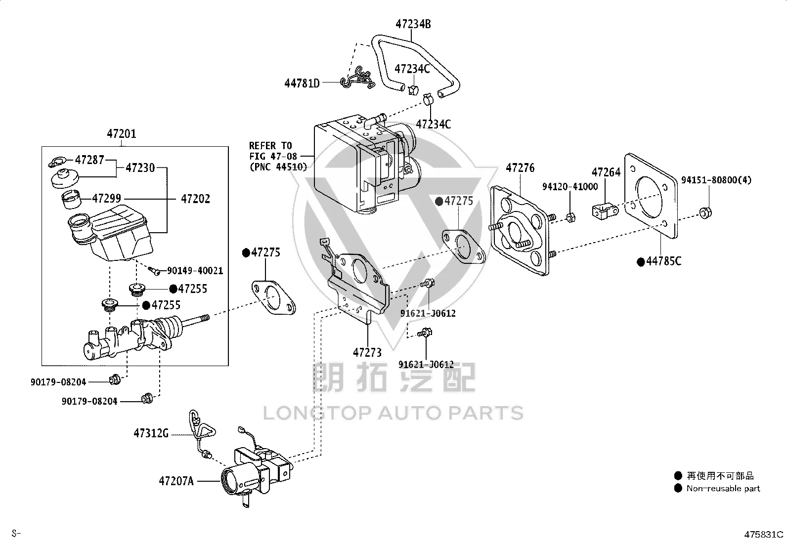 Master Brake Cylinder 47201-30770 for Lexus GS