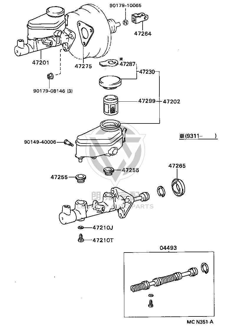 Master cylinder push rod clevis 47264-32020 for Toyota Celica