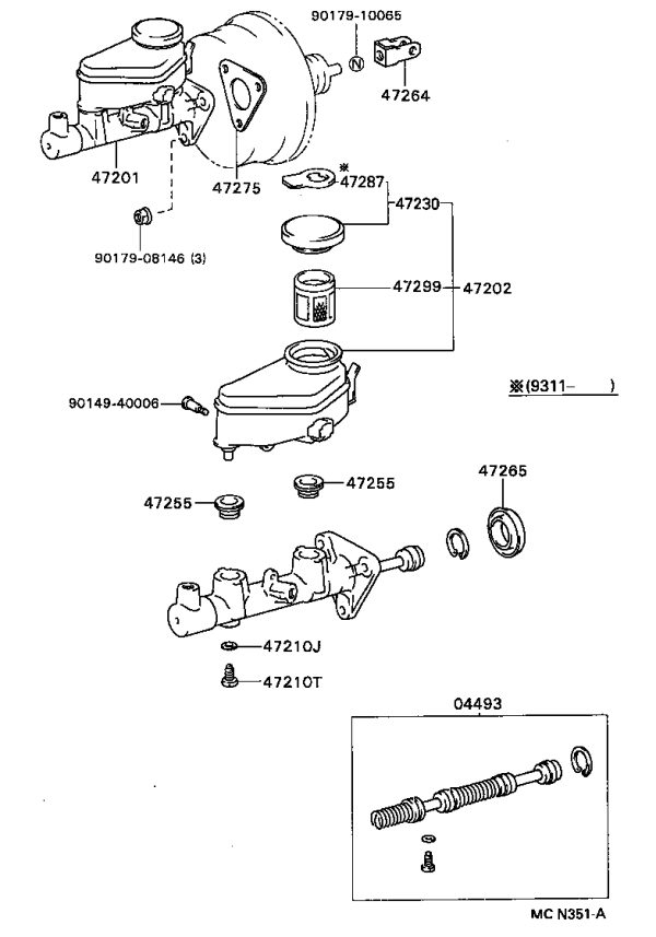 Master cylinder push rod clevis 47264-32020 for Toyota Celica