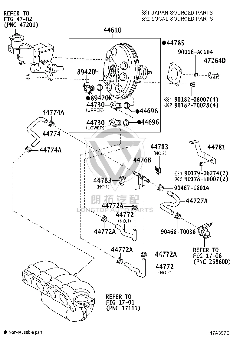 Brake Master Cylinder Push Rod Clevis 47264-52030 for Toyota Sienta