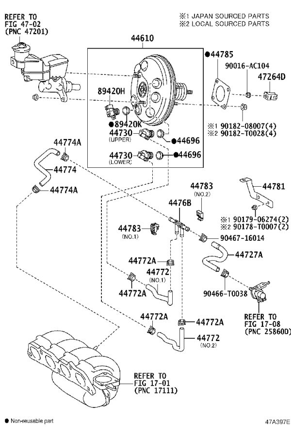 Brake Master Cylinder Push Rod Clevis 47264-52030 for Toyota Sienta