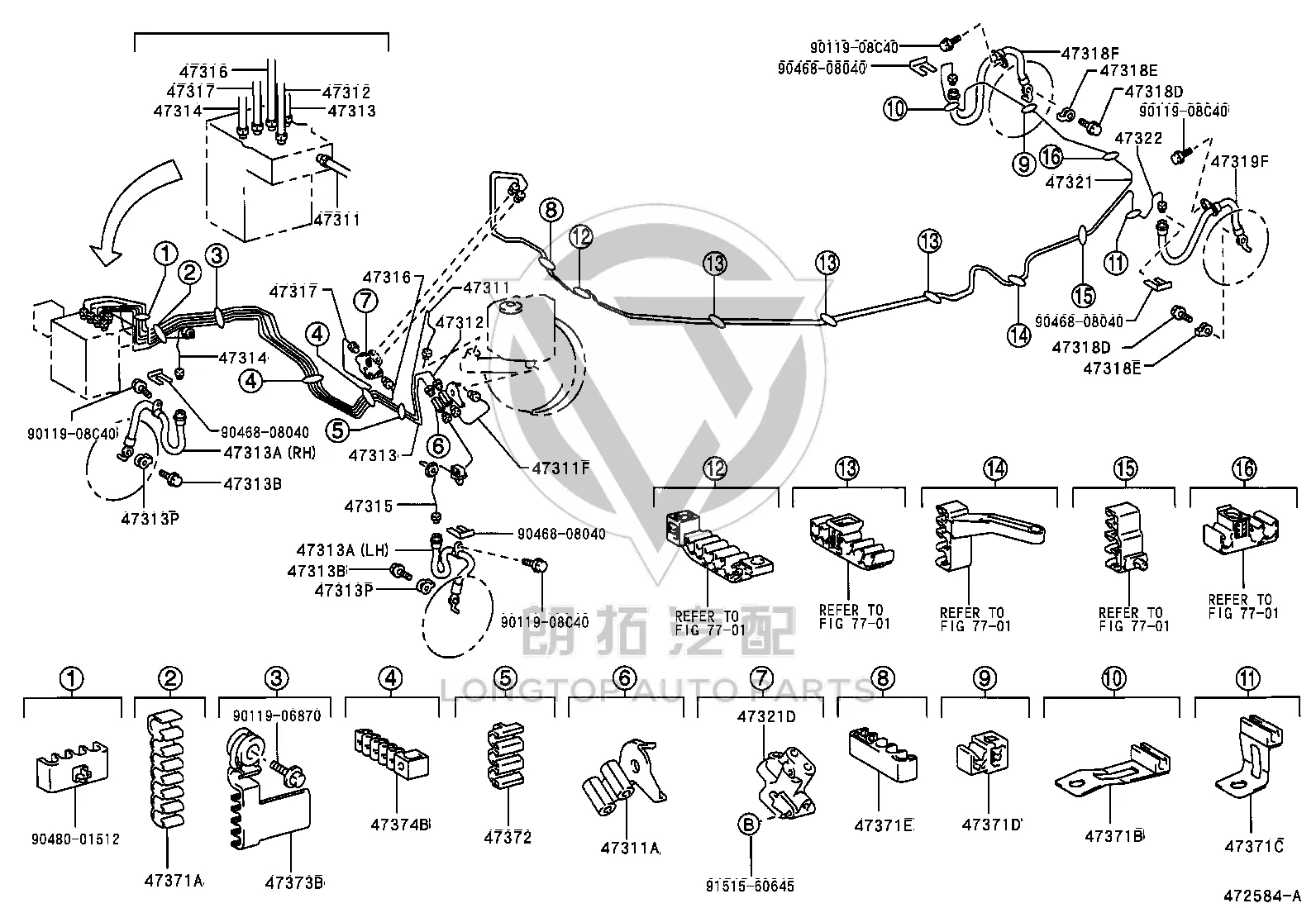 Frame 1 Front Brake Pipe 47311-33140 for Toyota Camry