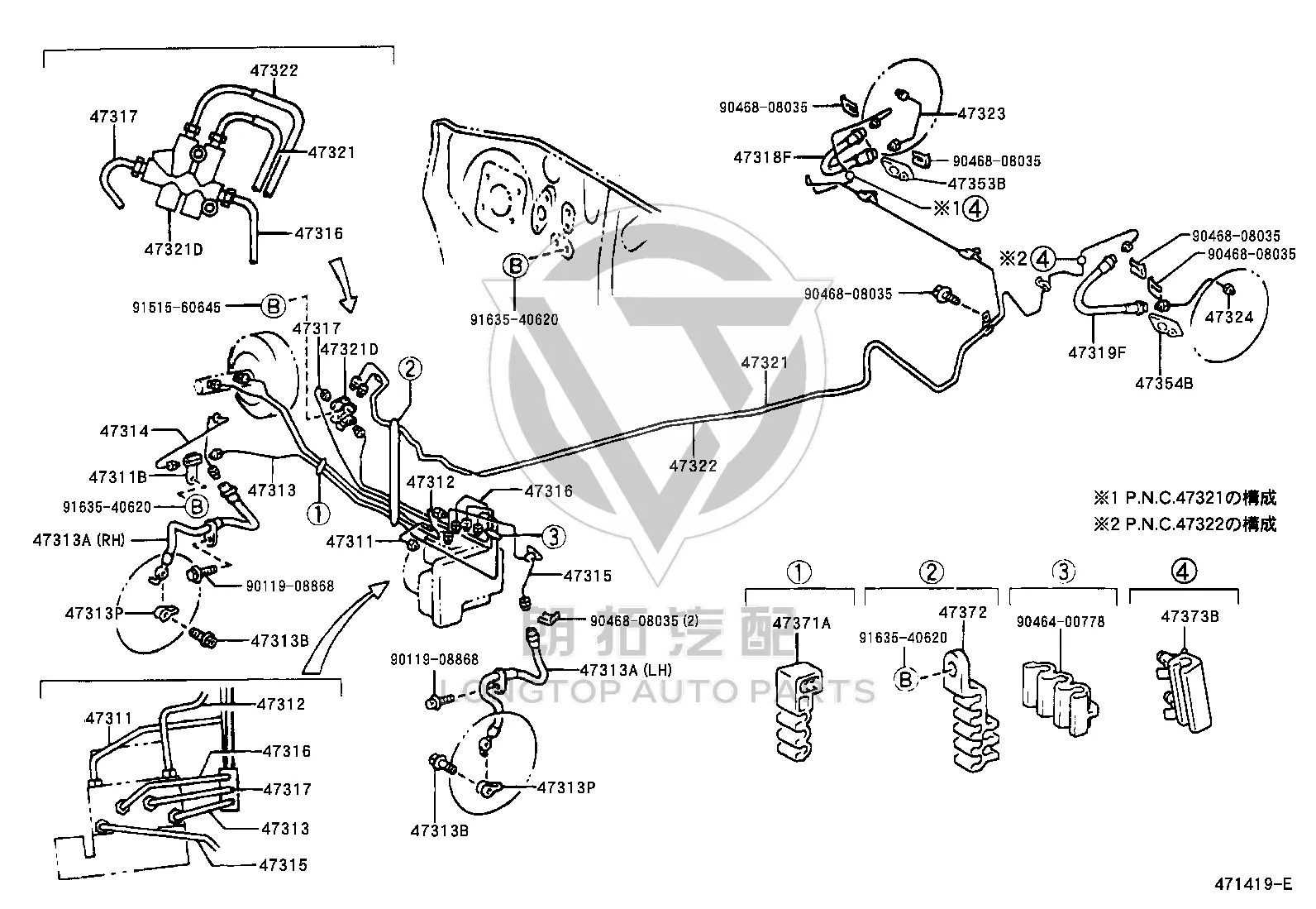 No.3 Flexible Hose Bracket 47353-52010 for Toyota XA