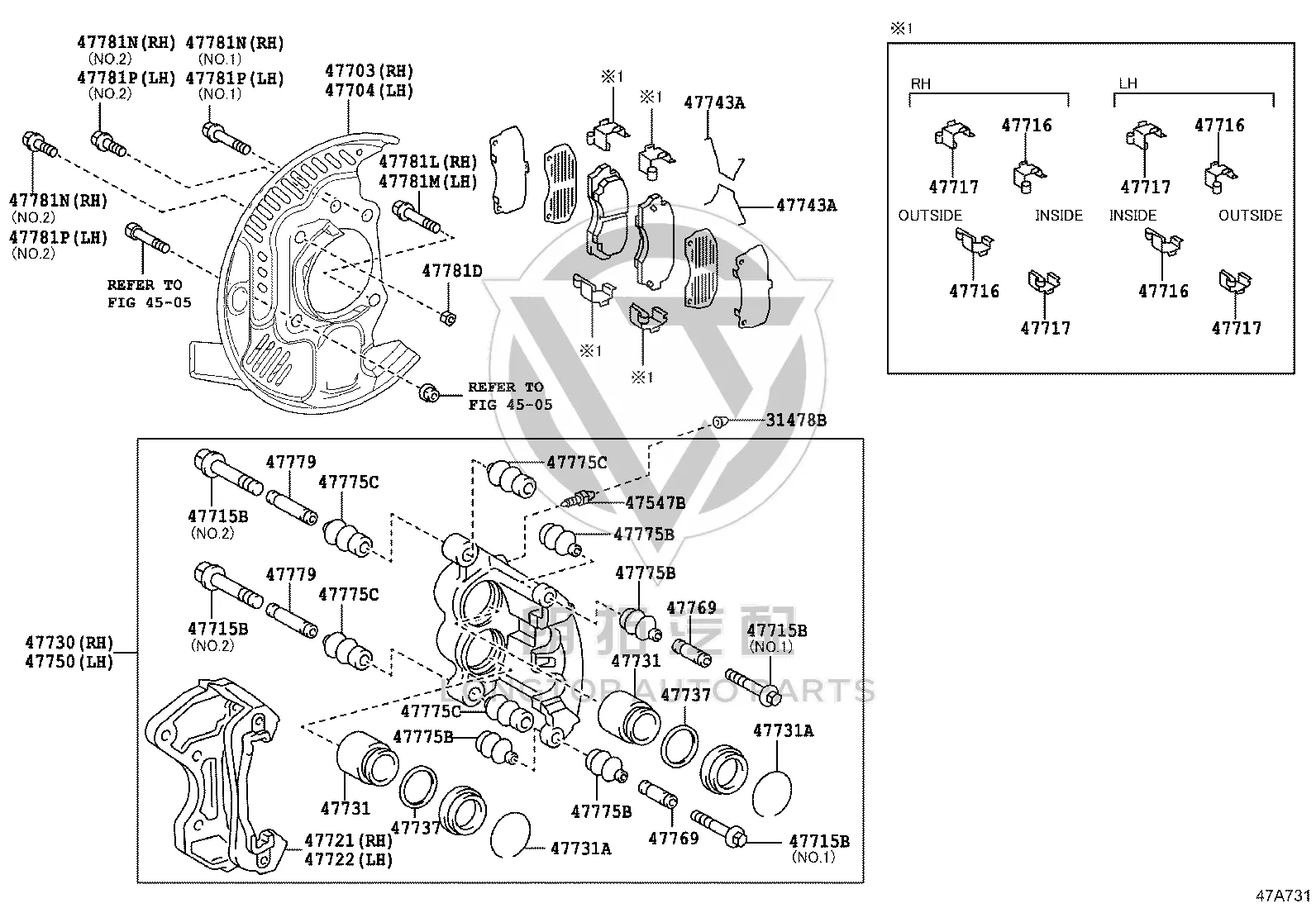 Front Brake Caliper 47750-36030 for Toyota Coaster