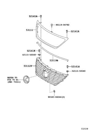 Grille Assembly 53100-50906 for Lexus LS600H