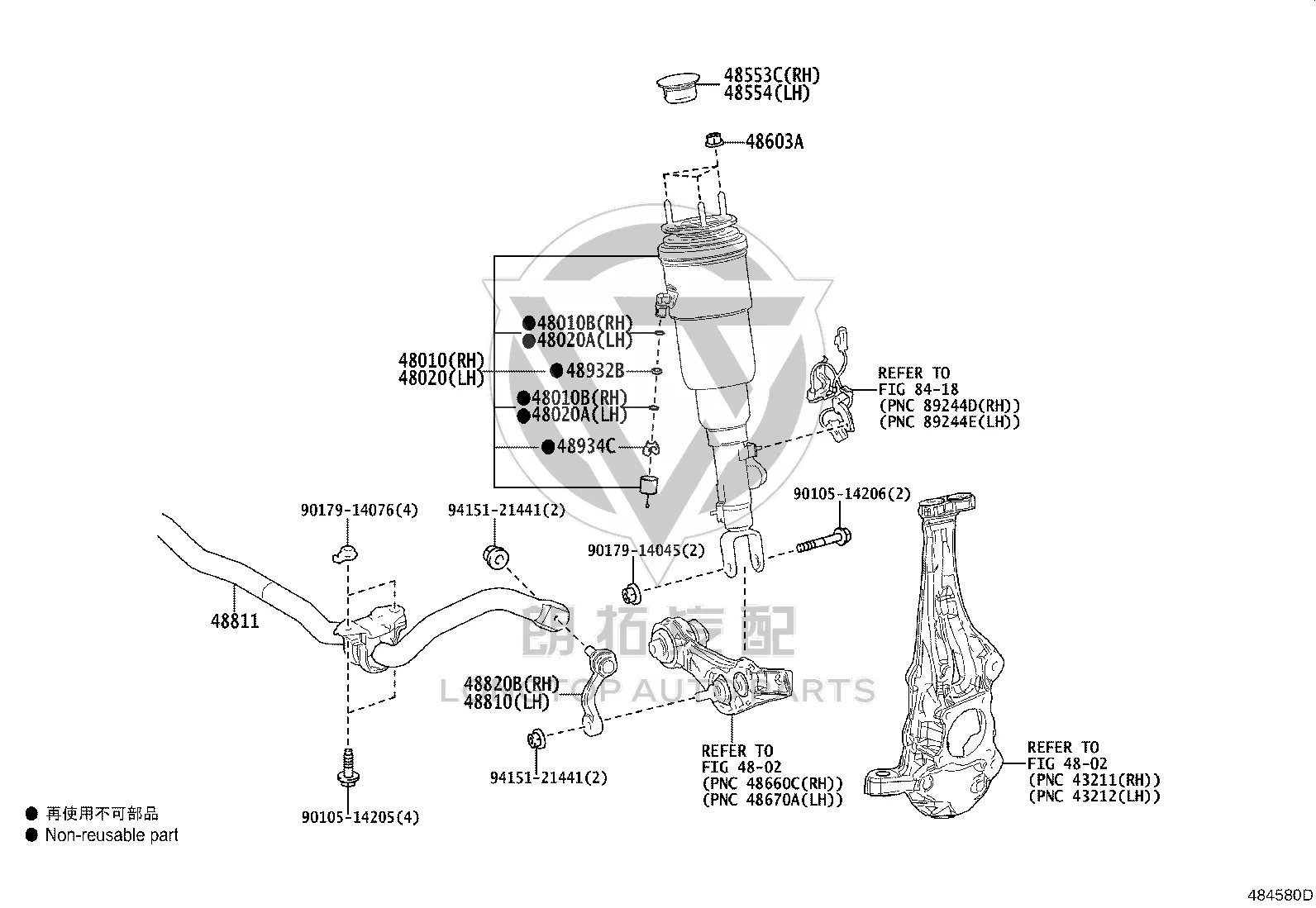 Front Suspension Assembly (Left) 48020-50390 for Lexus LS500