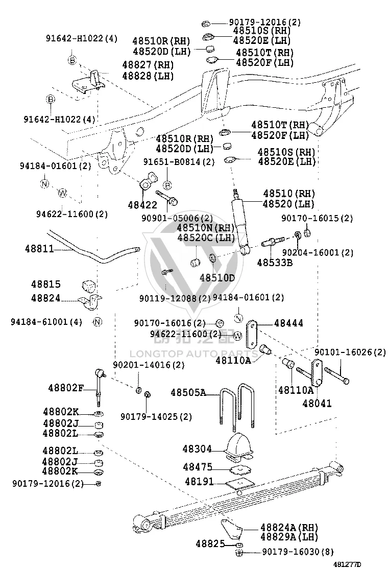 Front Spring Shackle Inner Plate 48444-36100 for Toyota Coaster