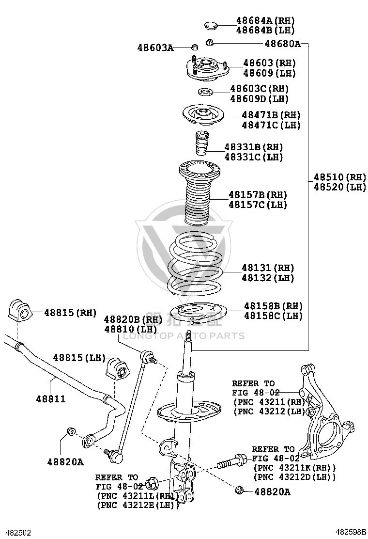 Front Shock Absorber Core (Left) 48520-09P71 for Toyota Corolla