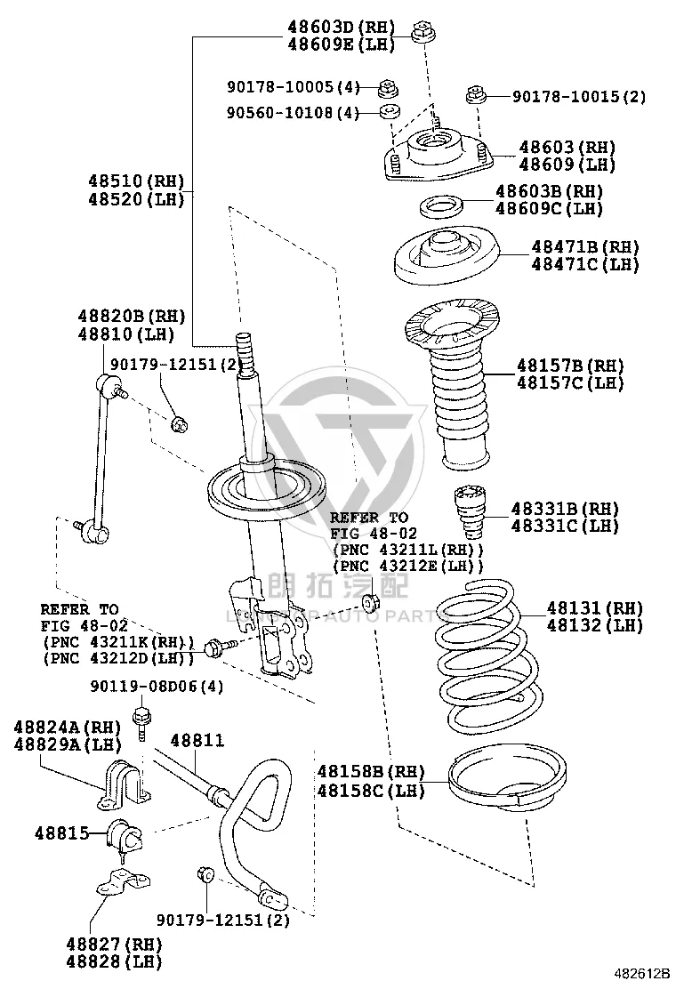 Front Shock Absorber Cartridge Left 48520-80329 for Toyota Highlander