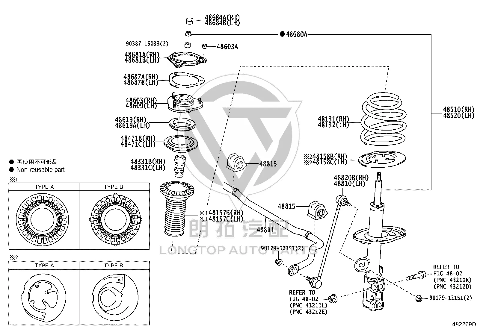 Front Shock Absorber Core 48510-80527 for Toyota Alphard
