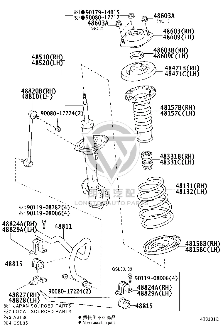 Front Shock Absorber Core (Left) 48520-8Z045 for Toyota Sienna