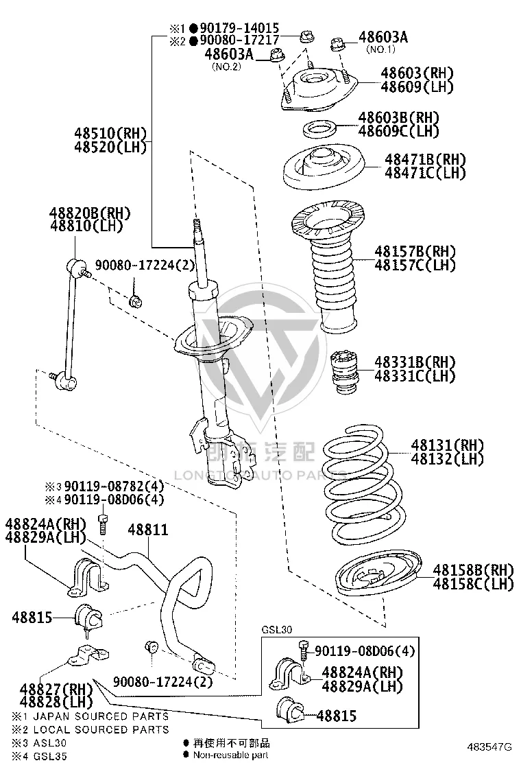 Front Shock Absorber Right 48510-8Z156 for Toyota Sienna