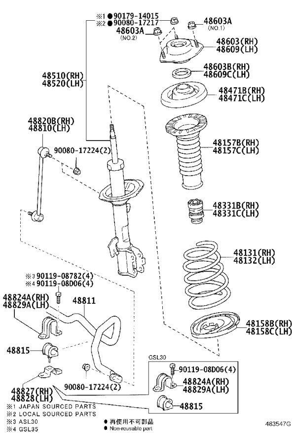 Front Shock Absorber Core Left 48520-8Z151 for Toyota Sienna