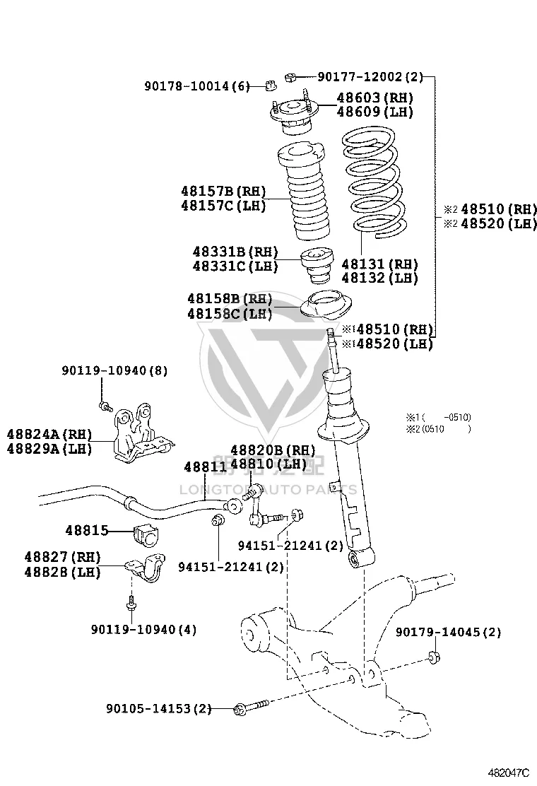 Front Shock Absorber Core 48510-09L62 for Toyota Crown