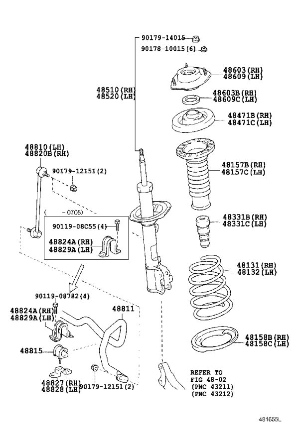 Front Shock Absorber Core 48520-49565 for Toyota Kluger