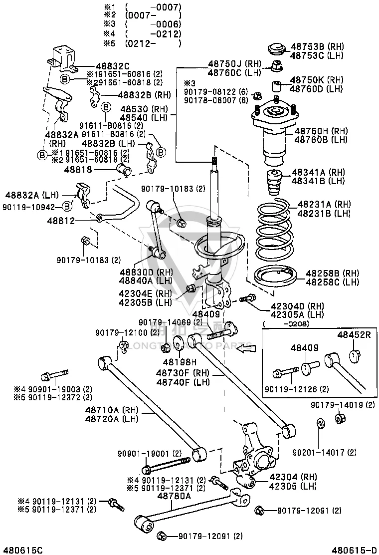 Rear shock absorber coil spring (right) 48231-48081 for Lexus RX300
