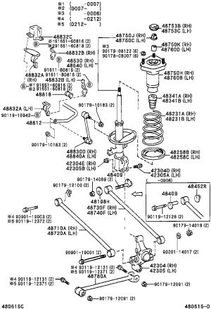 Rear shock absorber coil spring (right) 48231-48081 for Lexus RX300