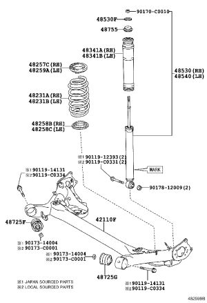 Rear Shock Absorber Core (Right) 48530-09R31 for Toyota Corolla