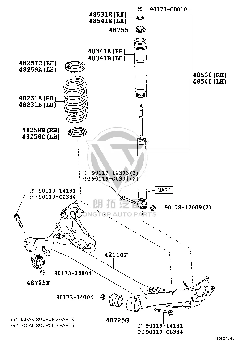 Rear Shock Absorber Core (Right) 48530-8Z052 for Toyota Corolla
