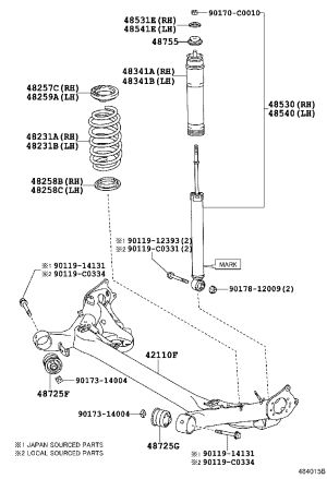 Rear Shock Absorber Core 48530-8Z011 for Toyota Corolla
