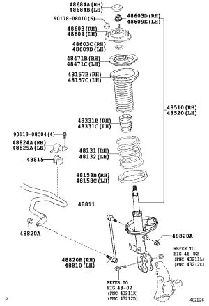 Front Shock Absorber Core Right 48510-80295 for Toyota Prius