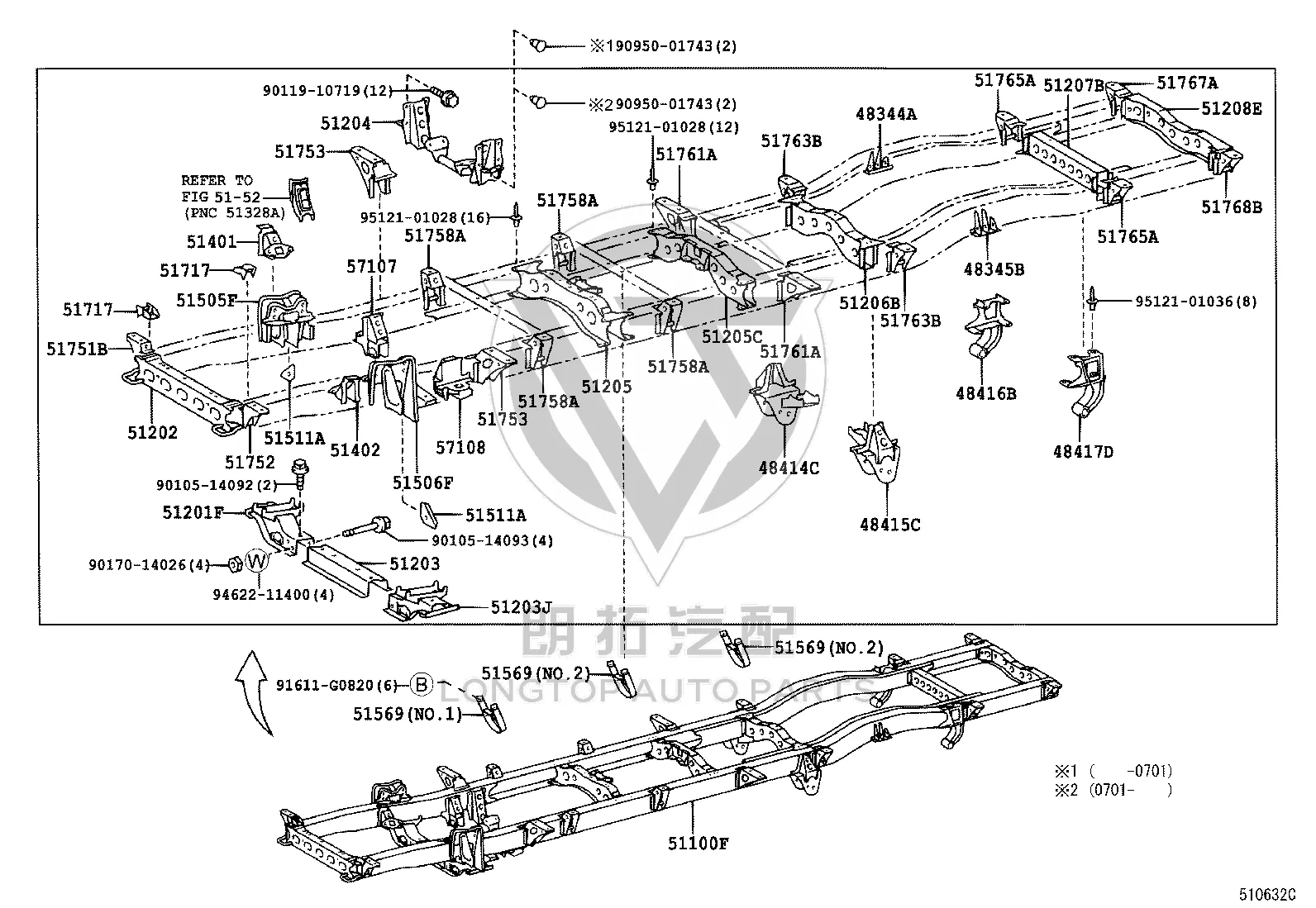 Suspension Subframe 51201-36220 for Toyota Coaster